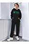 Women's Gray Happiness Bottom Top Tracksuit Set Oversize Hooded - 2