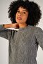 Gray Women's Braided Crew Neck Wool Sweater - 5