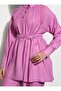 Belted Half Placket Tunic & Trousers Set - Fuchsia - Benin - 4