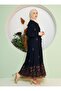 Patterned Hijab Dress - Navy Blue - ZENANE - 4