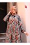 Patterned Hijab Dress - Water Green - 2