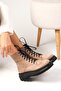 Alex Beige Suede Laced and Zippered Thick Sole Women's Boots