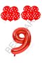 Best Red Number and Red and White Polka Dot Balloon Set Age 9