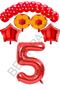 Best Red Number Soccer Ball Star Foil and Dotted Balloon Set Age 5