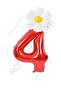 Red Number and White Daisy Foil Balloon Set Age 4