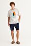 Men's Gray Oversize Loose Cut Crew Neck 100% Cotton Printed T-Shirt - 4