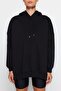 Gri Melanj Pamuklu Renk Bloklu Geniş Kalıp İçi Polarlı Örme Spor Sweatshirt TWOSS22SW0074 - 4
