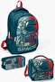 Kids Indigo Red Astronaut Patterned 3-Piece School Bag Set SET0114389