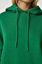 Women's Green Hooded Ribbed Basic Sweatshirt SM00153 - 5