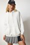 Women's White Hooded Hooded Basic Sweatshirt SM00153 - 2