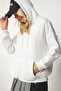 Women's White Hooded Hooded Basic Sweatshirt SM00153 - 3
