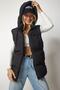 Women's Black Hooded Puffer Vest HK00024 - 2