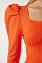 Women's Orange Square Neck Corded Knitwear Blouse YY00159 - 5