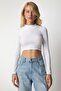 Women's White Black Corded 2-Pack Knitwear Crop Blouse CE00085 - 9