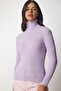 Women's Lilac Turtleneck Ribbed Basic Sweater bv00095 - 4