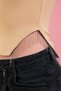 Women's Beige Square Collar Stony Tassel Waist Detailed Summer Strap Crop - 2