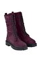 Women's Burgundy Zippered Boots - 3