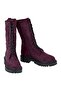 Women's Burgundy Zippered Boots - 4