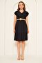 Lined Flexible Fabric Double Breasted Collar Belt Black Evening Dress Black Graduation Dress 085 - 4