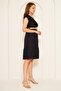 Lined Flexible Fabric Double Breasted Collar Belt Black Evening Dress Black Graduation Dress 085 - 7