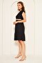 Lined Flexible Fabric Double Breasted Collar Belt Black Evening Dress Black Graduation Dress 085 - 8