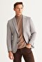 Men's Gray Slim Fit Slim Fit Swallow Collar Patterned Jacket