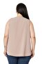 Plus Size Collar Pleated Lined Sleeveless Mink Blouse with Ribbon Detail on the Shoulder - 3