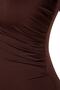 Kahverengi Büzgü Detaylı Dik Yaka Çıtçıtlı Esnek Örme Body TWOAW24BD00014 - 8