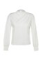 Ekru Dik Yaka Regular Fit Gipe Detaylı Esnek Örme Bluz TWOAW24BZ00022 - 6