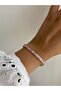 Steel Gold Pink Stone Baguette Waterway Sparkling Bracelet -Does Not Tarnish- - 4