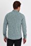 Men's Green-Navy Blue Slim Fit Slim Fit 100% Cotton Button Collar Printed Shirt - 5