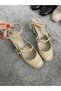 Women's Nude Patent Leather Ankle Strap Block Heeled Shoes