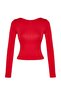 Kırmızı Pamuklu Esnek Sırt Dekolteli Fitted/Vücuda Oturan Esnek Bluz TWOAW24BZ00160 - 7