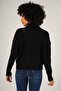 Black Women's Hair Braided Half Turtleneck Wool Sweater - 3