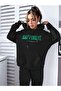 Women's Gray Happiness Bottom Top Tracksuit Set Oversize Hooded