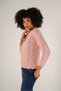 Pink Women's Hair Braided Crew Neck Wool Sweater