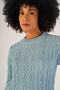 Blue Women's Hair Running Crew Neck Wool Sweater - 6
