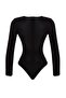 Siyah Cut Out/Pencere Detaylı Örme Body TPRAW24BD00000 - 8