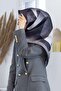 Women's Twill Silk Scarf Black - Cream