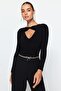 Siyah Cut Out/Pencere Detaylı Örme Body TPRAW24BD00000 - 2