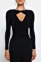 Siyah Cut Out/Pencere Detaylı Örme Body TPRAW24BD00000 - 4