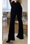 Black High Waist Flared Leg Trousers Lycra Casual Jeans - 2