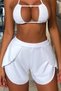 Women's White Slit Skirt Look Stylish Swim Shorts