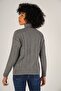 Gray Women's Braided Turtleneck Wool Sweater - 3