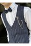 Children's Vest Suit Shirt Set STRIPED NAVY BLUE - 3