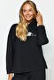 Siyah Kedi Baskılı Sweatshirt-Pantolon Örme Pijama Takımı THMAW24PT00044 - 2