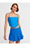 20129 Gathered Detailed Strappy Crop Top-Blue