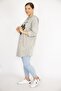 Women's Large Size Gray Sequin Embroidered Kangaroo Pocket Hooded Sweatshirt 65n36726 - 4