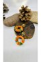 Handmade Wooden Ring on the Braid Bead Women's Earrings - 2