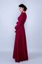 Round Neck Long Sleeve Woven Fabric Drawstring Waist Belted Pocket Maxi Length Invitation & Evening Dress - 7